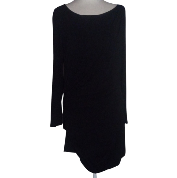 Aritzia Babaton Joaquin Ruched Detail Dress Black Size Large Midi Length - Picture 2 of 9